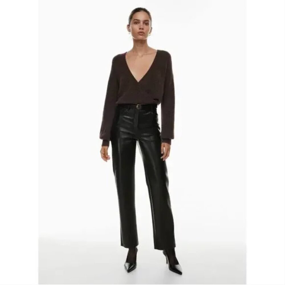 Aritzia Wilfred The Melina Pant - Black Faux Leather - 12 - New Without Tags